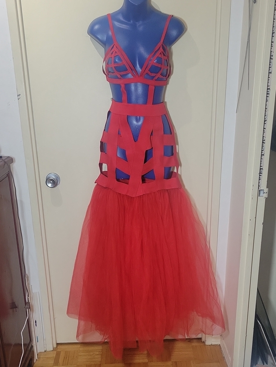 Adore Dresses & Skirts - Adore Red Strappy Cutout Tulle Gown